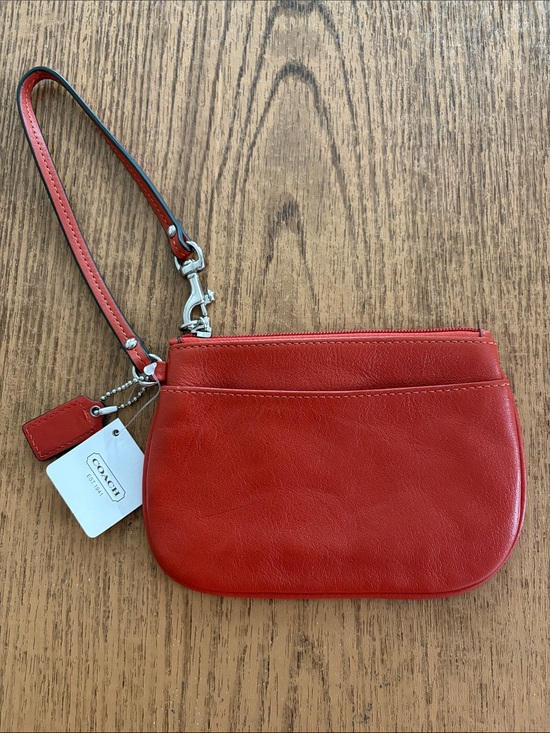 Coach Handbags - Coach Vermillion Leather Wristlet with Strap
